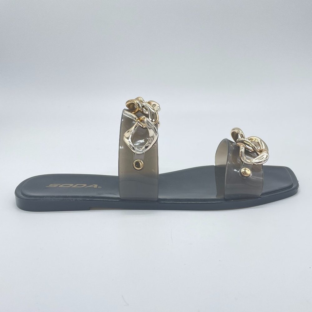 Current Simple Slide-On Sandal with Gold Chain